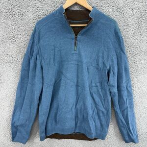 Vintage Tommy Bahama Sweater Mens XL Blue Embroidered 1/4 Zip Relax Pullover‎